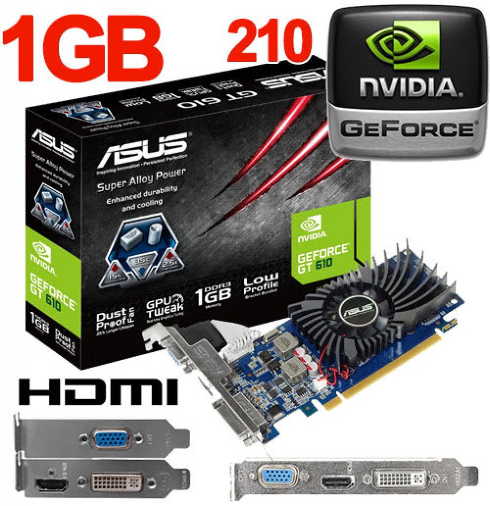 ASUS nVidia GeForce 210 1GB DDR3 PCIe HDMI DVI VGA Graphics Card Low ...