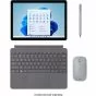Microsoft Surface Go 3 side profile with kickstand and Type Cover (accessories shown)