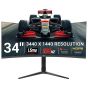 Illustration depicting piXL 34" Curved Ultrawide Gaming Monitor - CM34C7 - UWQHD 165Hz HDMI, DisplayPort, USB-C