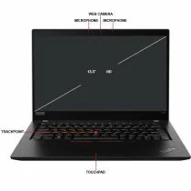 Lenovo ThinkPad X390 open with vivid display and angled keyboard view