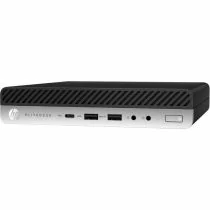 HP EliteDesk 800 G4 Mini desktop PC front angled view with USB-C and power button