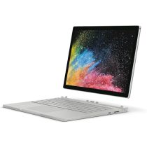Microsoft Surface Book 2 13.5-inch Silver – front angle view with PixelSense display and keyboard base