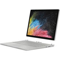 Microsoft Surface Book 2 15-inch Silver – front angle view with PixelSense display and keyboard base