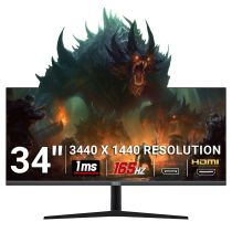 Illustration depicting piXL 34" Ultrawide Gaming Monitor - CM34G3 - UWQHD IPS 165Hz