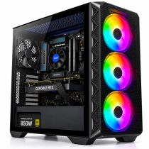 Genesis RTX 5070 i7 Gaming PC RGB tower case front angled view