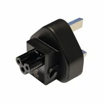 Illustration depicting Linetek UK Plug to C5 Cloverleaf Male Converter LT-D56 : MicroDream.co.uk