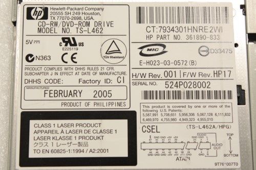 HP Compaq nc6000 CD-RW/DVD ROM IDE Drive TS-L462