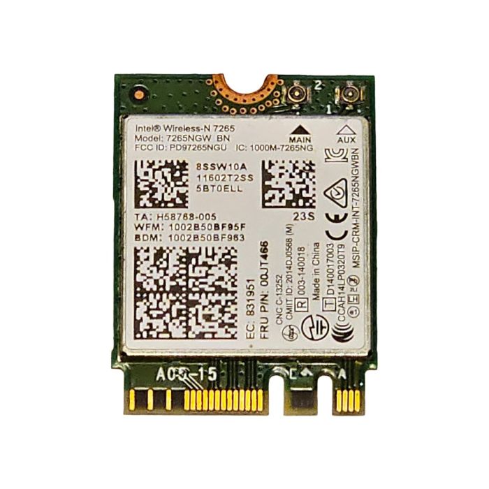 Intel Wireless-N 7265 Dual Band WiFi NGFF M.2 Card 00JT466 front view