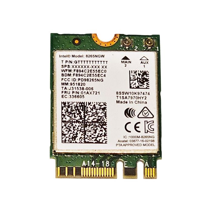 Intel 8265NGW Dual Band WiFi M.2 Card 01AX721
