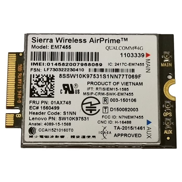 Sierra Wireless AirPrime EM7455 WWAN 4G LTE Mobile Card Lenovo 01AX748