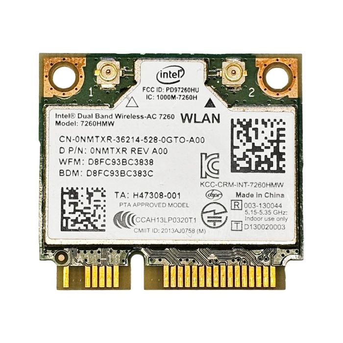 Intel Dual Band Wireless-AC 7260HMW Wi-Fi Mini PCIe Wireless Card 0NMTXR front view