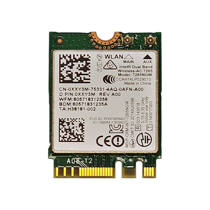 Intel Dual Band Wireless-AC 7265 Wi-Fi NGFF M.2 Card 0XXY3M front view
