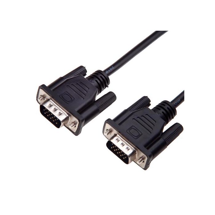 VGA SVGA Male to Male 15 pin Monitor Cable, 1.5 Metre, Black