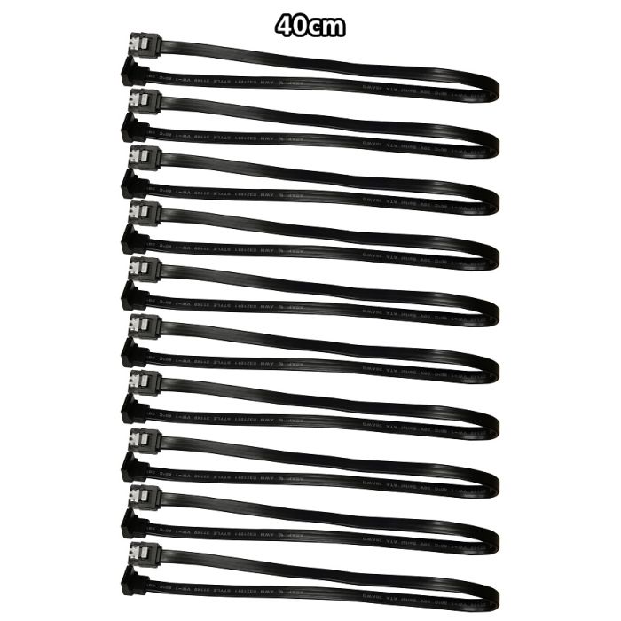 Job Lot of 10 x SATA 40CM Straight to Right Angle Black Cables 54Y9948