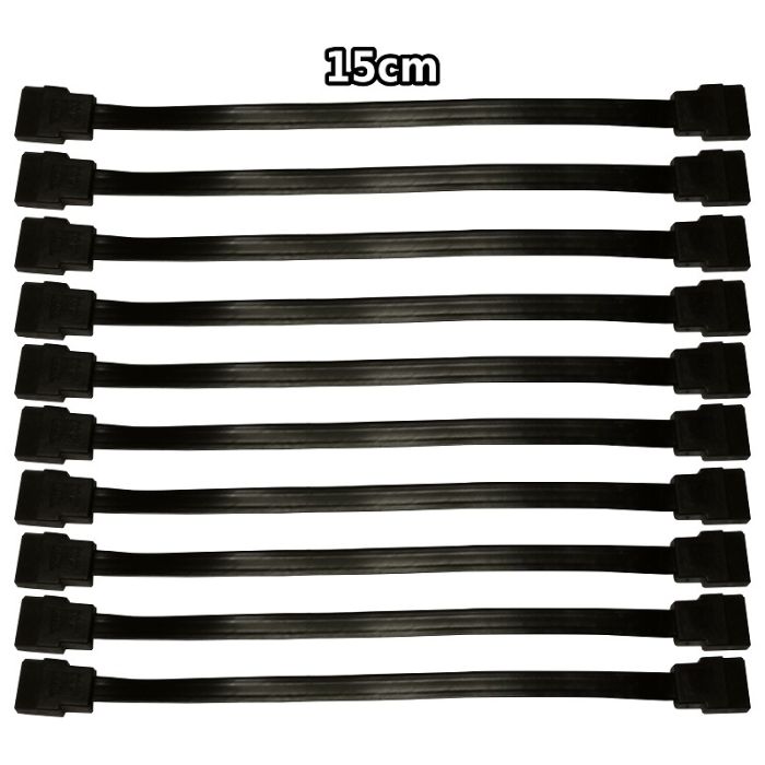 Job Lot of 10 x SATA Serial ATA 15CM Straight Black Cables 5N8N2