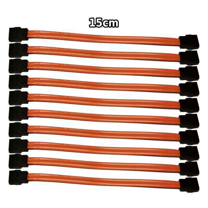 Job Lot of 10 x SATA Serial ATA 15CM Straight Orange Cables HH942