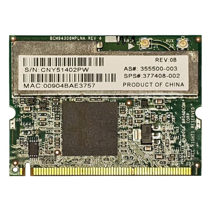 HP Compaq nx9105 WLAN Wi-Fi Mini PCI Wireless Card 377408-002 355500-003 front view
