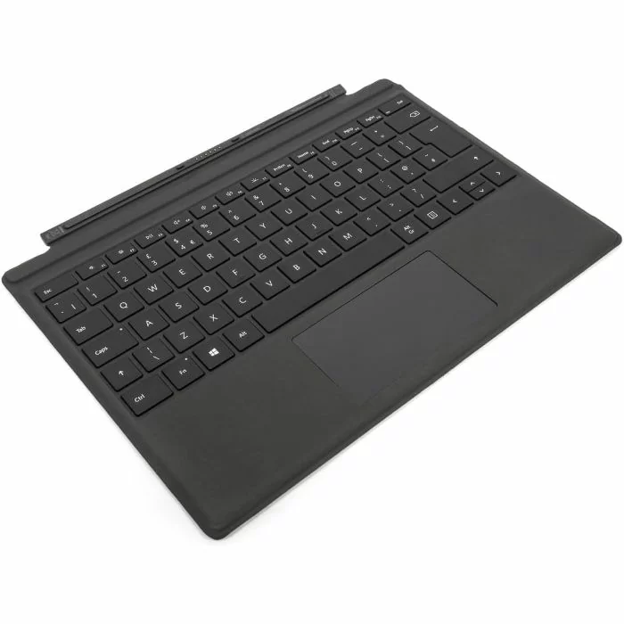 Microsoft Surface Pro Type Cover black QWERTY English keyboard angled view