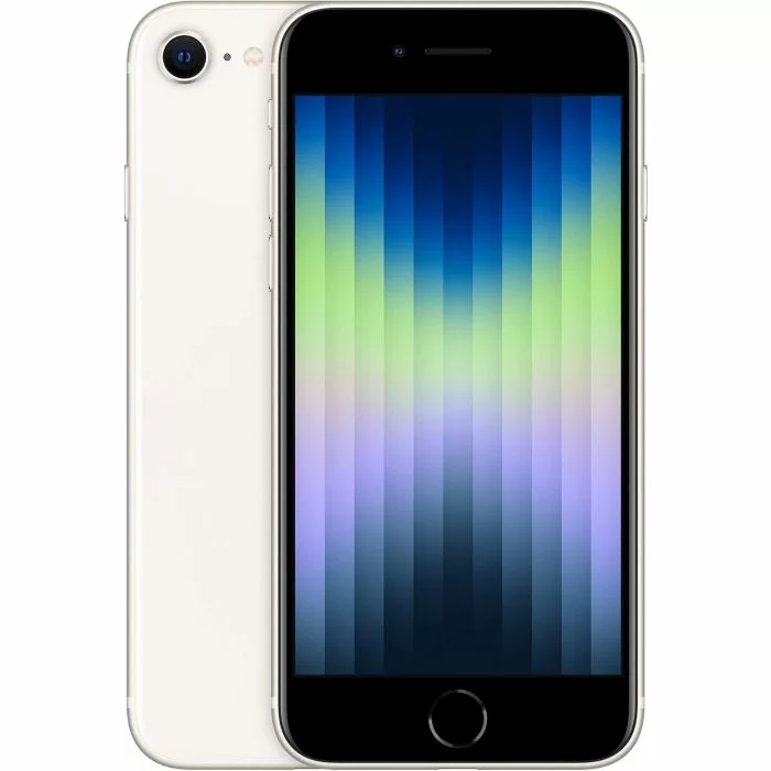 Apple iPhone SE 3 (2022) 128GB Starlight unlocked smartphone front and back