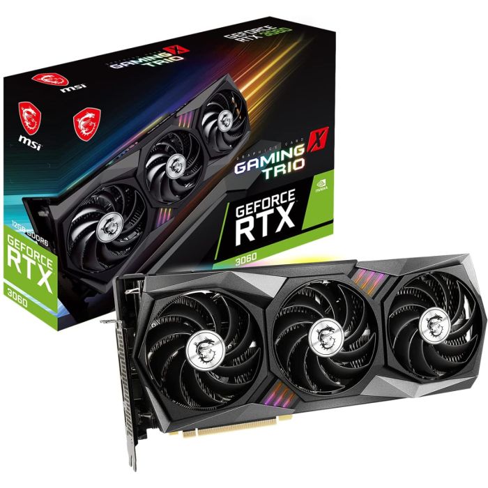 MSI GeForce RTX 3060 GAMING X TRIO 12G Graphics Card 12GB GDDR6, 1852MHz, RGB, 3x DisplayPort, HDMI, TRI FROZR 2 Fan Cooling System