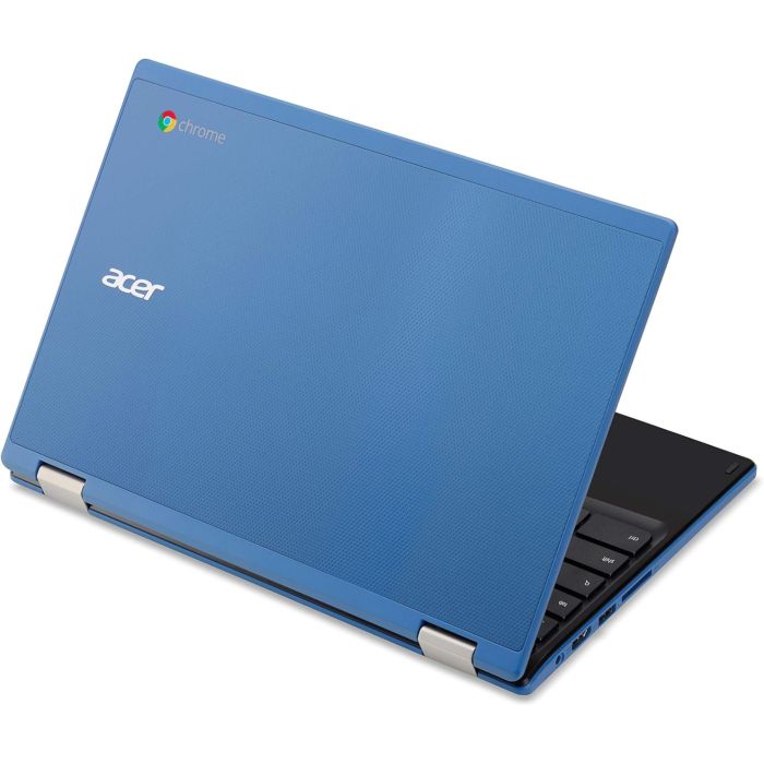Acer Chromebook 11 CB3-132-C62B Stone Blue laptop open rear angle view