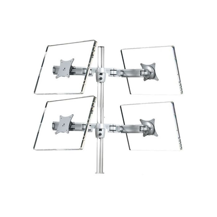 Quad Four Monitor Mount Bracket Arm Desk Stand TV LCD Tilt VESA Silver