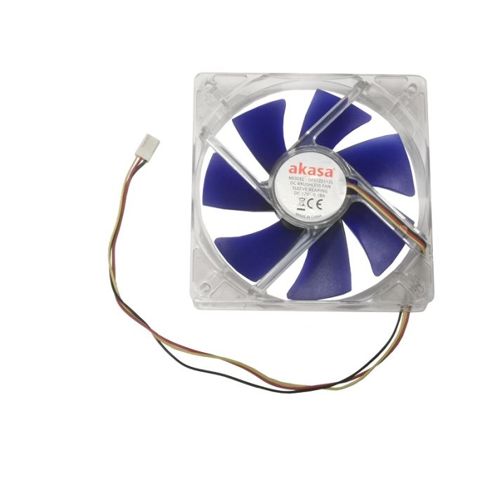 Akasa DFS122512L Clear and Blue 3 Pin PC Case Fan 120mm x 25mm at...