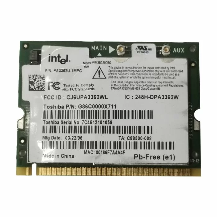 Toshiba Tecra S3 Wireless Wi-Fi Network Card G86C0000X711 PA3362U-1MPC