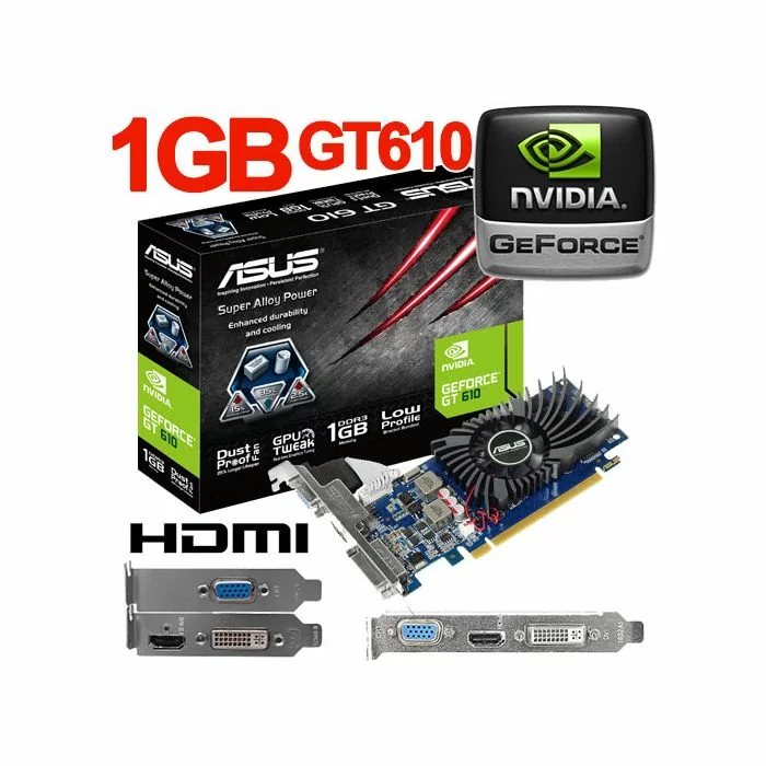 nVidia GeForce GT 610 1GB DDR3 PCIe HDMI DVI VGA Graphics Card Low Profile