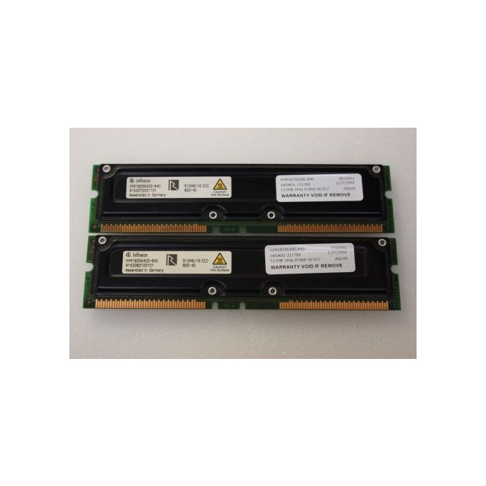 1GB Kit Pair Infineon ECC PC800 RAMBUS RDRAM RIMM Memory HYR1825640G-840
