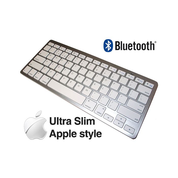 Ultra Slim Silver White 78 Keys Wireless Bluetooth Qwerty Keyboard