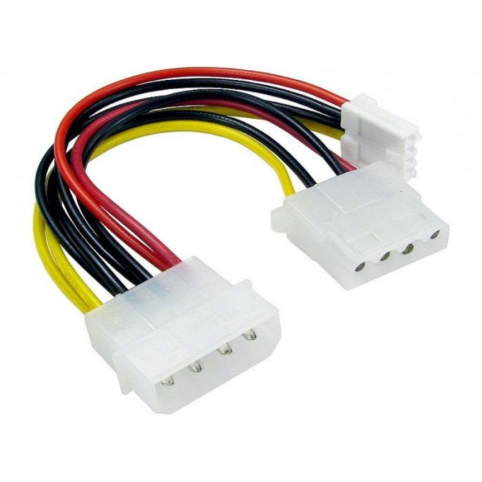 Male Molex To Female Molex and 4 Pin Floppy Drive Power Splitter Cable