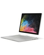 Microsoft Surface Book 2 13.5-inch Silver – front angle view with PixelSense display and keyboard base