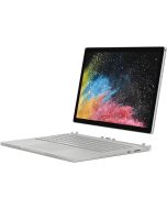 Microsoft Surface Book 2 15-inch Silver – front angle view with PixelSense display and keyboard base