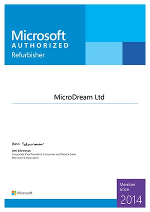 Microsoft Authorised Refurbisher Certificate