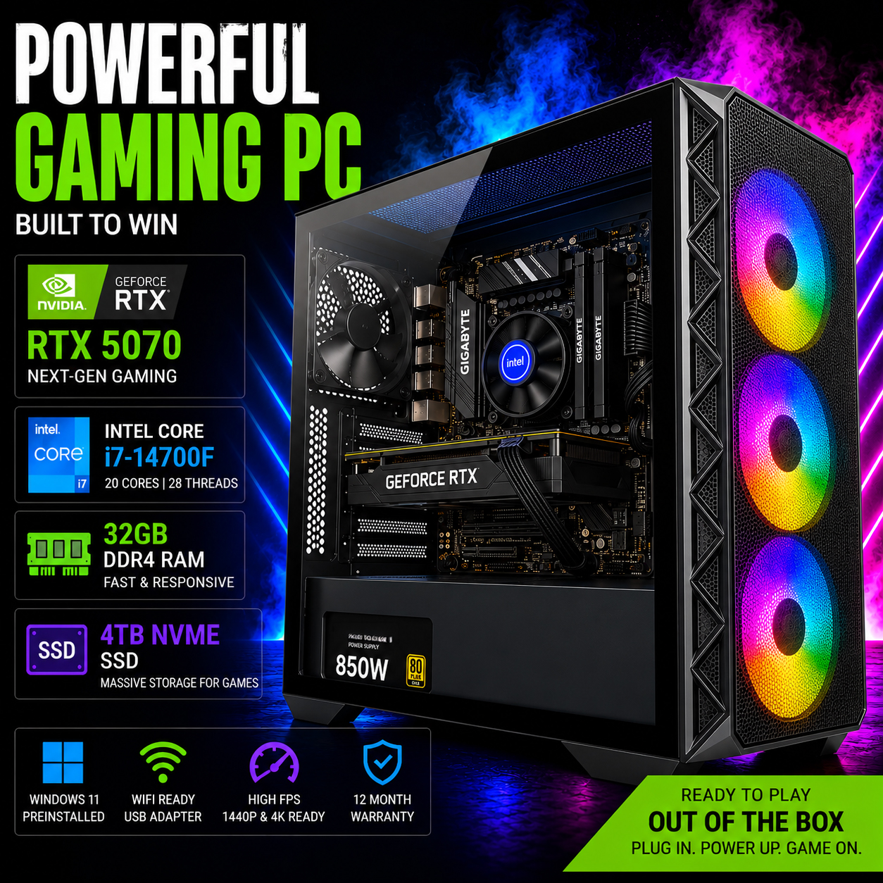 Massive 4TB Gaming PC MicroDream Genesis RTX 5070