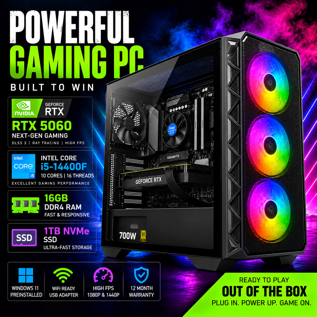 Powerful Gaming PC MicroDream Genesis RTX 5060